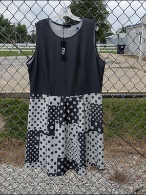 Lily Sleeveless Black & White Polka Midi Dress